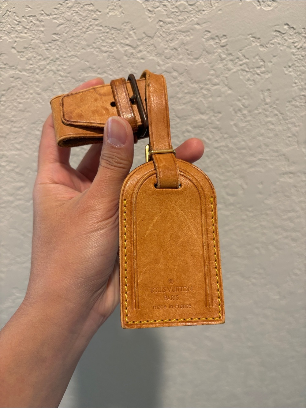 Louis Vuitton Tan Leather Luggage Tag Brown